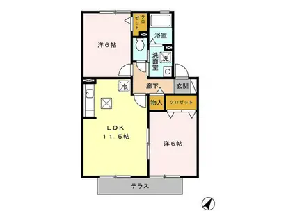 ベルメゾンA(2LDK/1階)の間取り写真