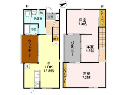 NAPICA C棟(3LDK/1階)の間取り写真