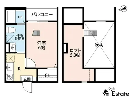 SWEET STREET(1K/2階)の間取り写真