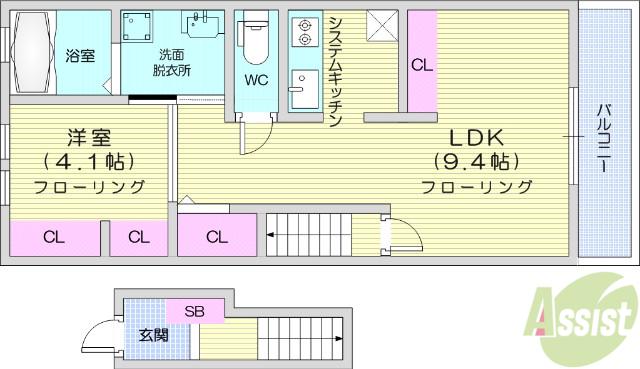 ネオアルバ(1LDK/2階)の間取り写真