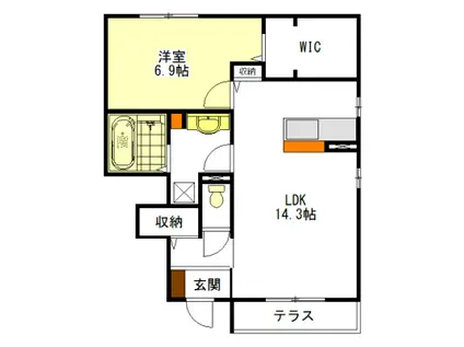 ウィステリア江戸橋(1LDK/1階)の間取り写真