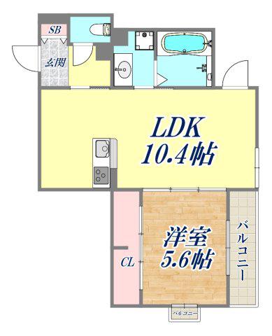 エステート塚口(1LDK/1階)の間取り写真