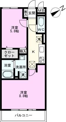 アンクレージュ(2K/1階)の間取り写真