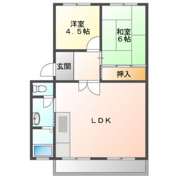 すずらん台コート(2LDK/2階)の間取り写真