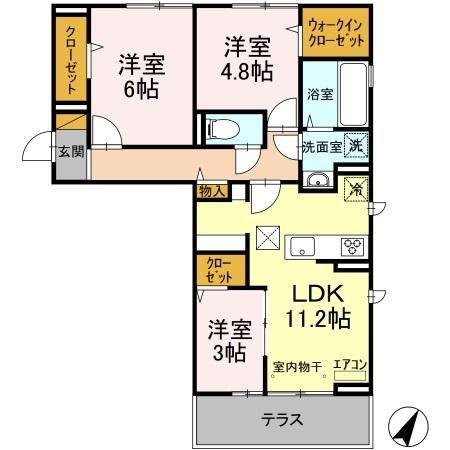 フォレストおおたかII(3LDK/1階)の間取り写真