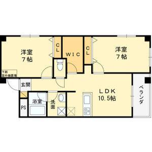 T-スクエア 布施(2LDK/3階)の間取り写真