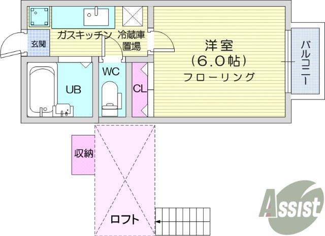 プリンスハイツ柏木(1K/2階)の間取り写真