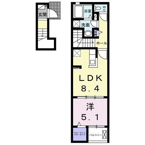 ラーゴム A(1LDK/2階)の間取り写真