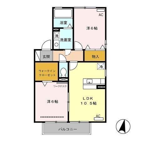 リビングタウン家代の里(2LDK/2階)の間取り写真