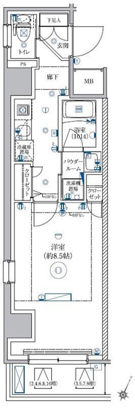 LEXE AZEST横濱関内(1K/3階)の間取り写真