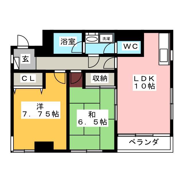榎戸コーポ(2LDK/2階)の間取り写真
