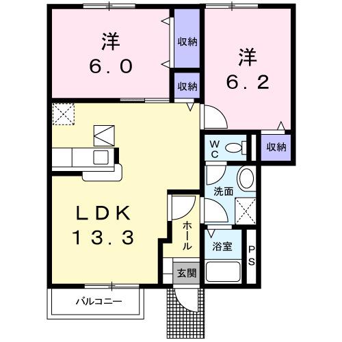 ファースト・ブリッサ(2LDK/1階)の間取り写真