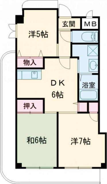 アルファワン(3DK/2階)の間取り写真