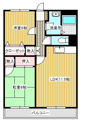 ポートサイドII(2LDK/2階)の間取り写真