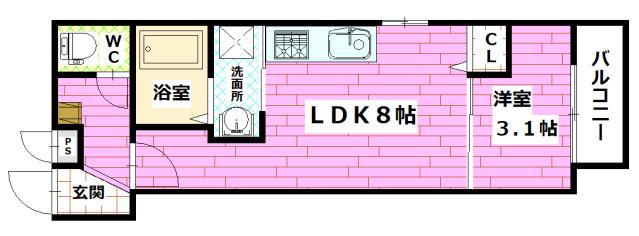 MOVE船越南(1LDK/1階)の間取り写真
