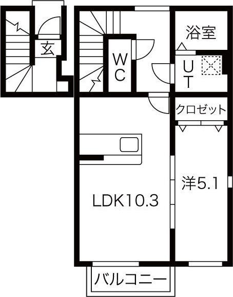 ヴィクトワール・M(1LDK/2階)の間取り写真