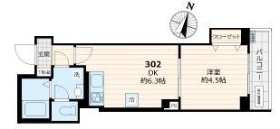 MMYホームズ關井(1DK/3階)の間取り写真