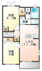 クレメント(2LDK/2階)の間取り写真