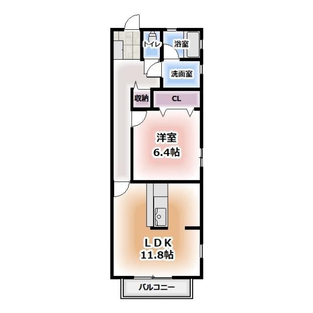 GRACE豊山(1LDK/1階)の間取り写真