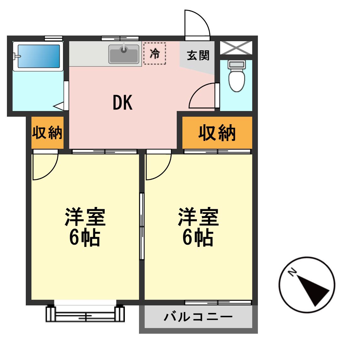 コーポ葵A棟(2DK/3階)の間取り写真