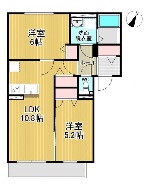 グランフォックス(2LDK/2階)の間取り写真