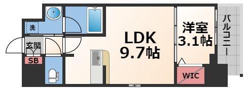 ソルテラス OSAKA イースト GATE(1LDK/2階)の間取り写真