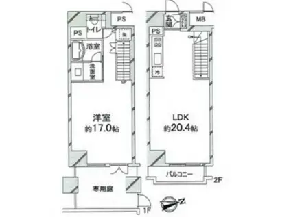 クリスタルブライト天満橋・リバーサイド(1LDK/7階)の間取り写真