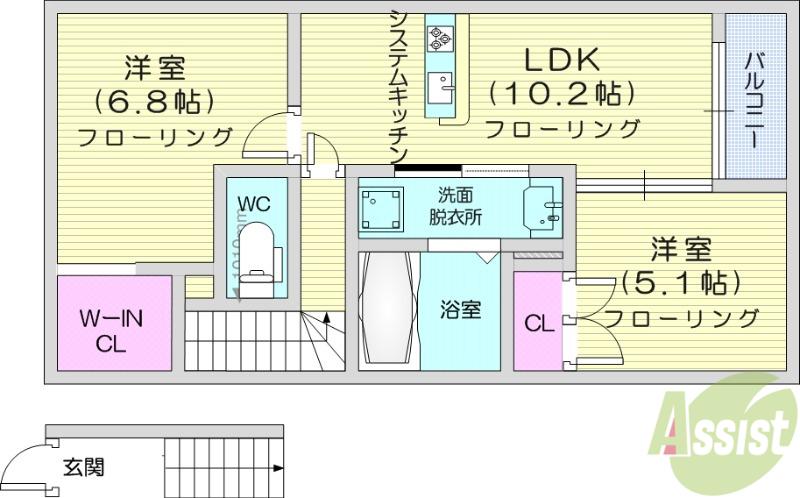LUMINE (2LDK/2階)の間取り写真