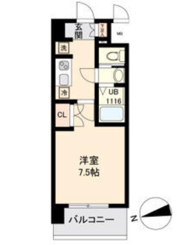 LASANTE薬師堂(1K/6階)の間取り写真