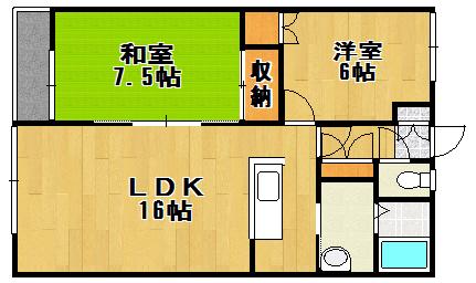 クラウンハイツ阿部103(2LDK/2階)の間取り写真