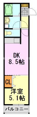 PATEK蘇我(1DK/3階)の間取り写真