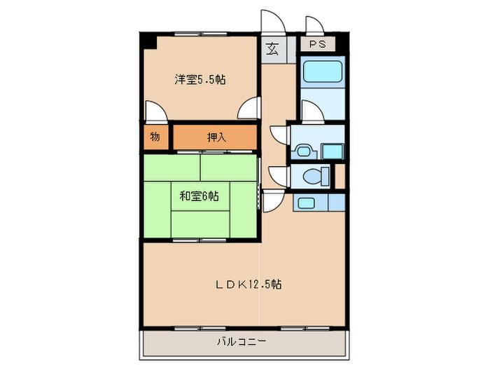岩松ビル(2LDK/4階)の間取り写真