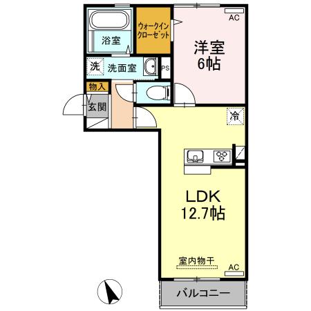 アイリーブ庄町(1LDK/1階)の間取り写真
