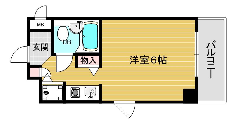 瑠璃甲東園I(ワンルーム/4階)の間取り写真