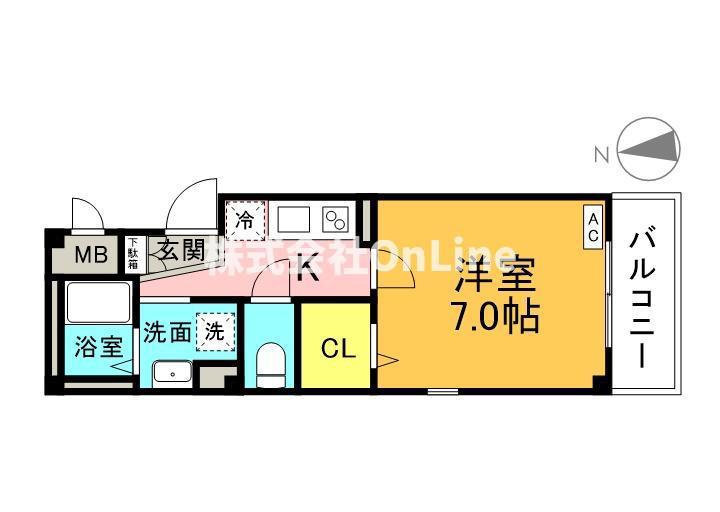 アダージェ小路(1K/2階)の間取り写真