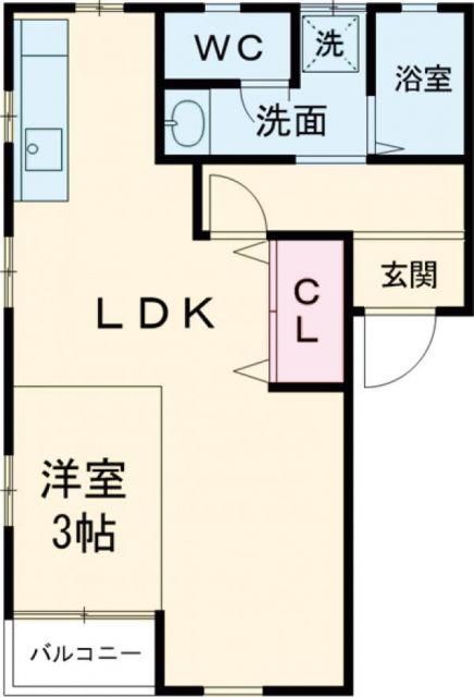 B-BLUE(1LDK/2階)の間取り写真