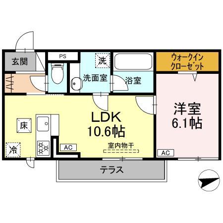 BELLE DEMEURE(1LDK/1階)の間取り写真