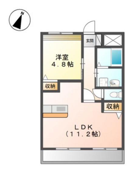 プラッツユー VI(1LDK/1階)の間取り写真