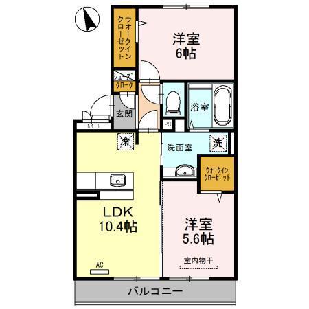 トランキール沖代(2LDK/2階)の間取り写真