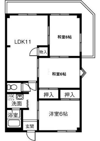 グランシャリオ幸田(3LDK/3階)の間取り写真