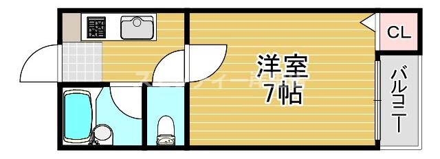 ブルーメイトB(1K/4階)の間取り写真