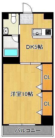 カレントII(1DK/5階)の間取り写真