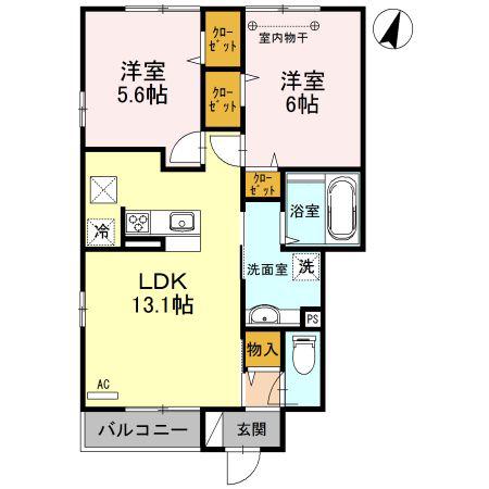 ブルームーン A(2LDK/1階)の間取り写真