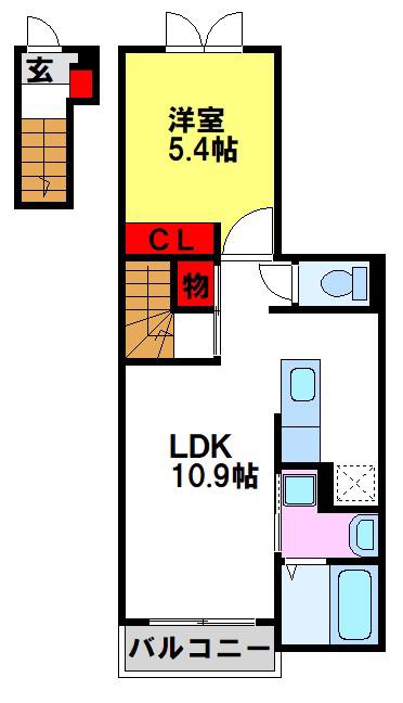 プレシャス蔵上II(1LDK/2階)の間取り写真