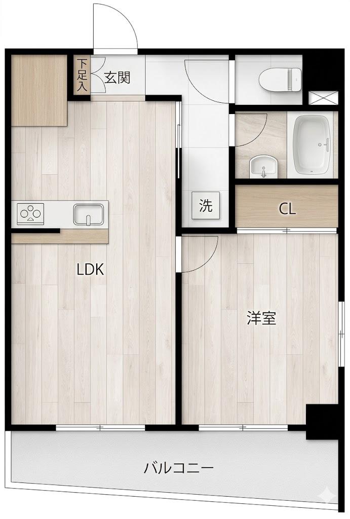 ZION COURT 平和島(1LDK/3階)の間取り写真