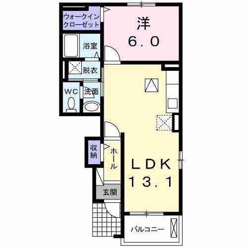 モアナガーデン(1LDK/1階)の間取り写真