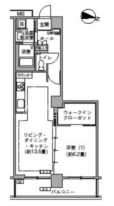 トリニティ芝浦(1LDK/13階)の間取り写真