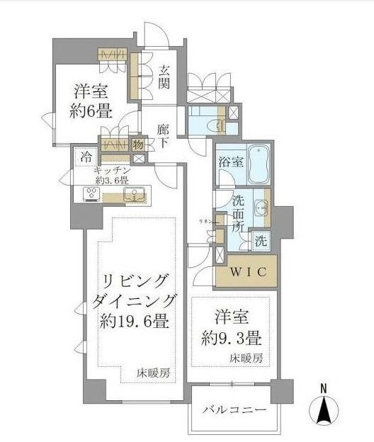 ジオグランデ元麻布(2LDK/2階)の間取り写真