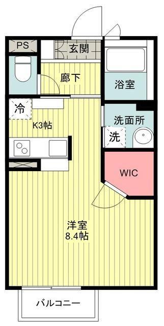 ヴァンルーチェ(1K/2階)の間取り写真