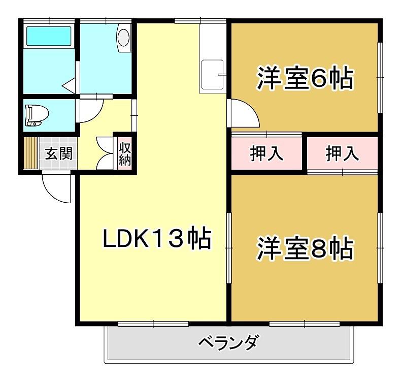 ハイツエミナンス(2LDK/2階)の間取り写真